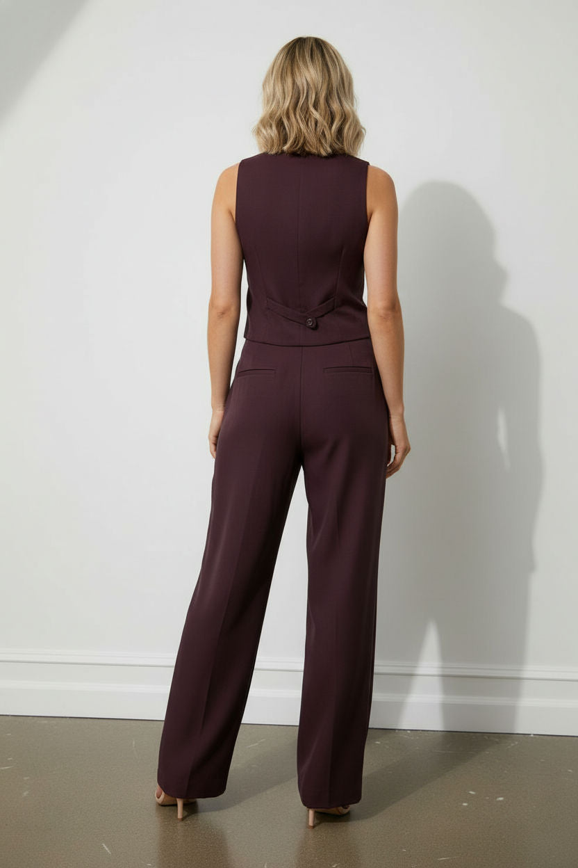 Ross Button Down Waistcoat - Burgundy