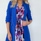 Anne Longline Blazer with Ruched Sleeves - Cobalt