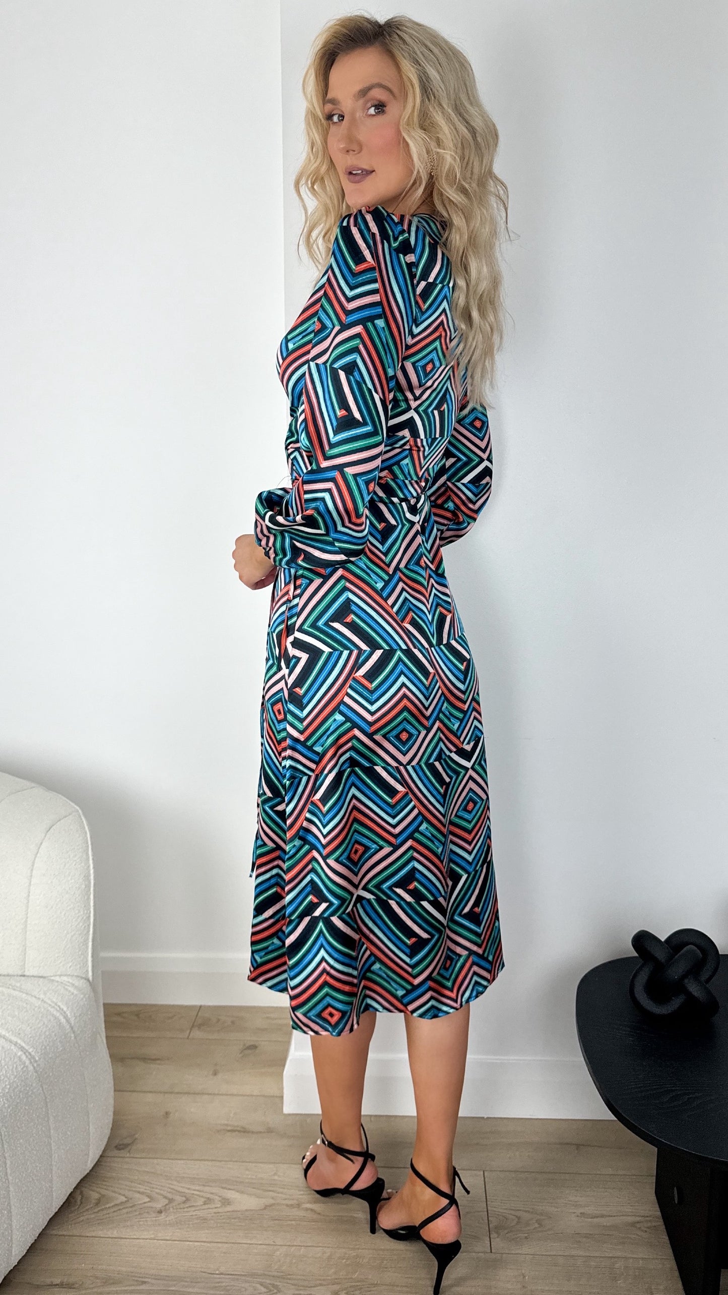 Hannah Geo Prints Maxi Wrap Dress