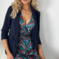 Sinead Slim Open Blazer with Ruched Sleeves - Navy