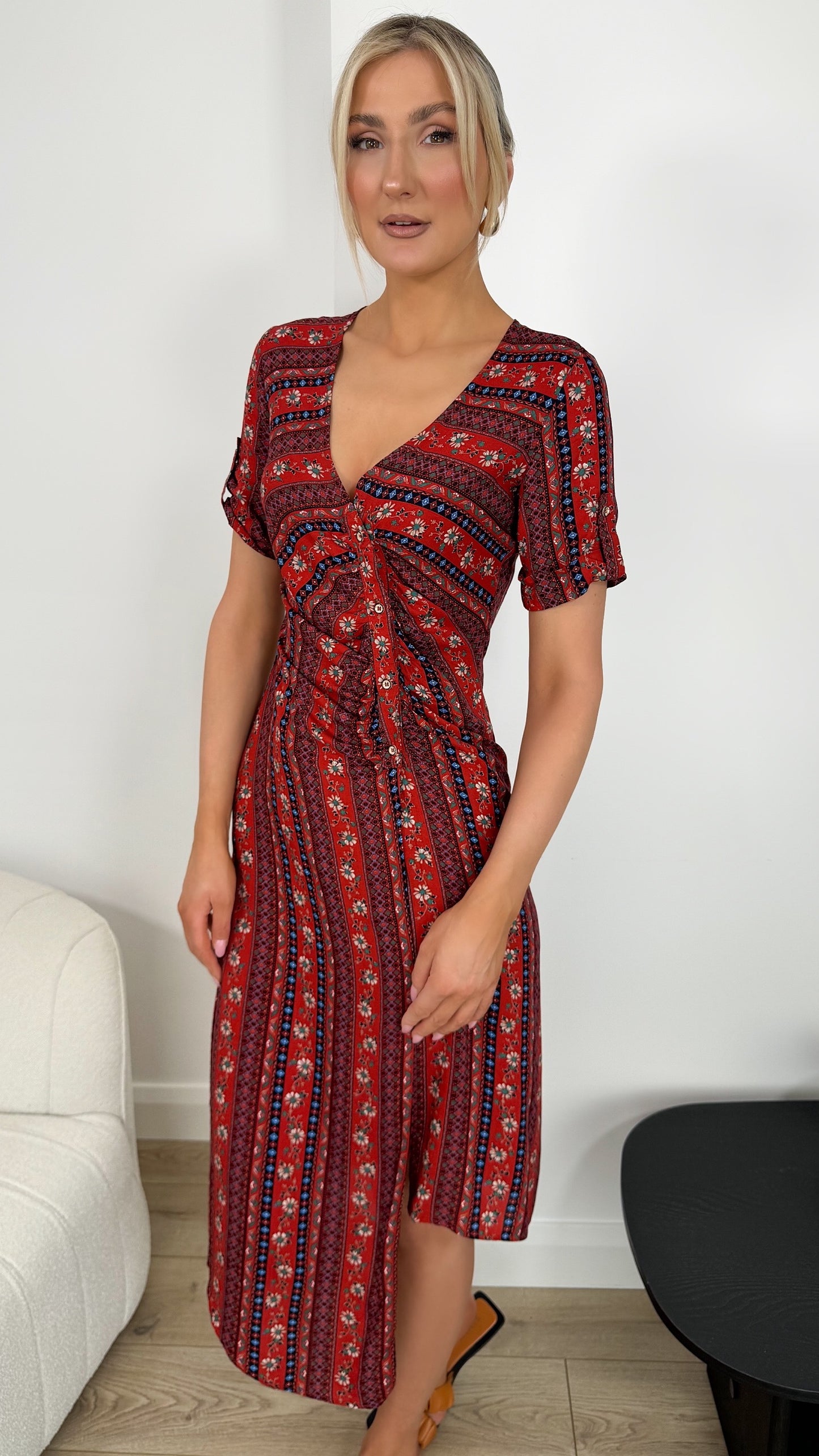 Leticia Red Print Dress