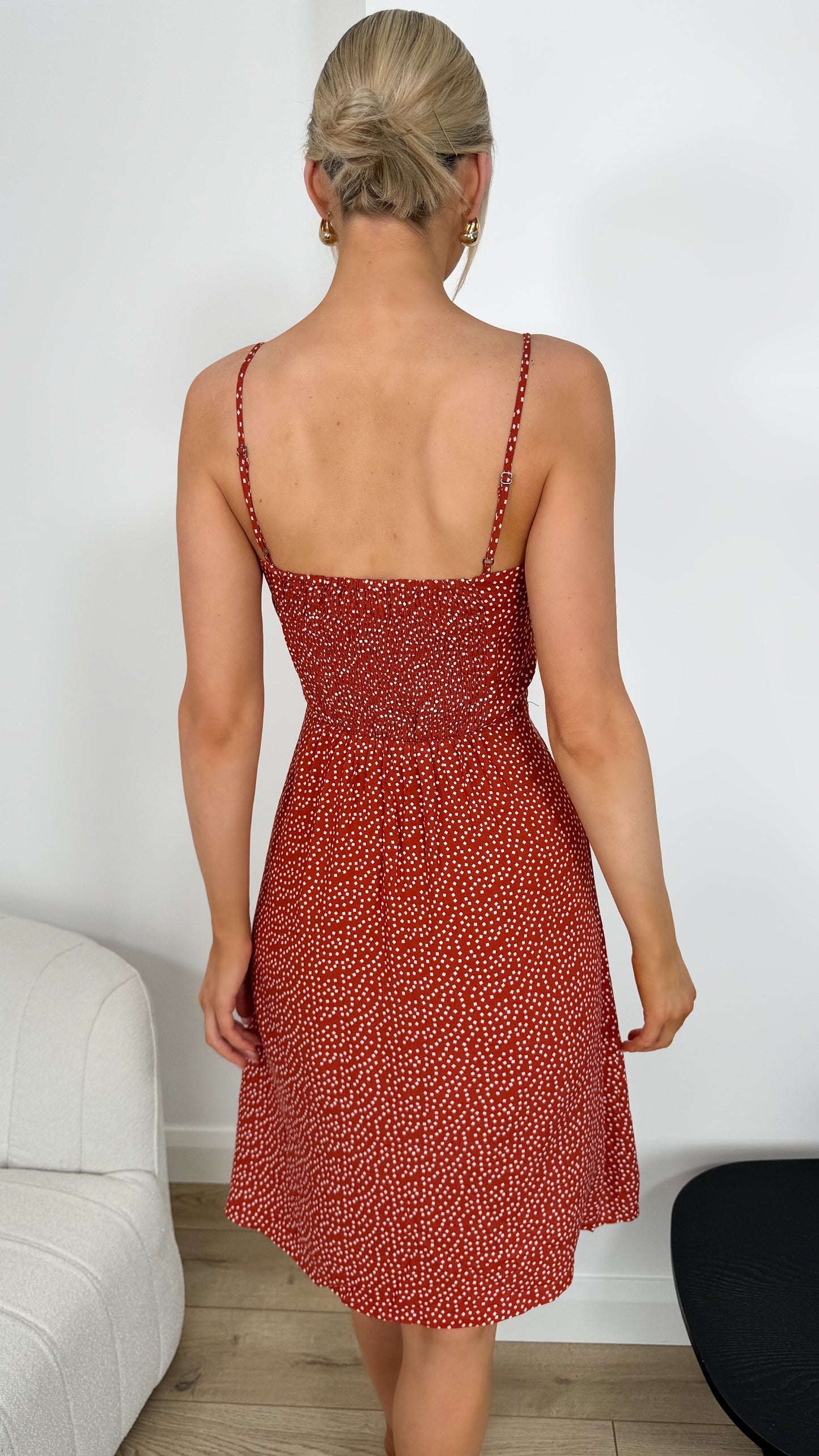 Maggia Printed Dress - Rust