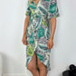 Gracie Midi Dress in Zebra & Green Leaf Print