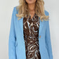 Sonya Single Breasted Blazer with Gold Button - Sky Blue