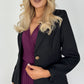 Sonya Single Breasted Blazer with Gold Button - Black