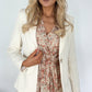 Sonya Single Breasted Blazer with Gold Button - Beige