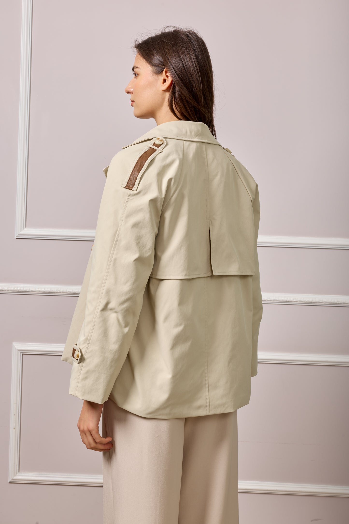 Janice Short Trench Coat - Beige