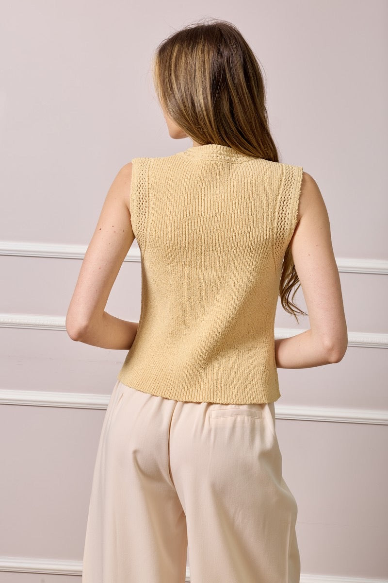 Sonya Knit Gilet with Heart Shaped Button - Light Yellow