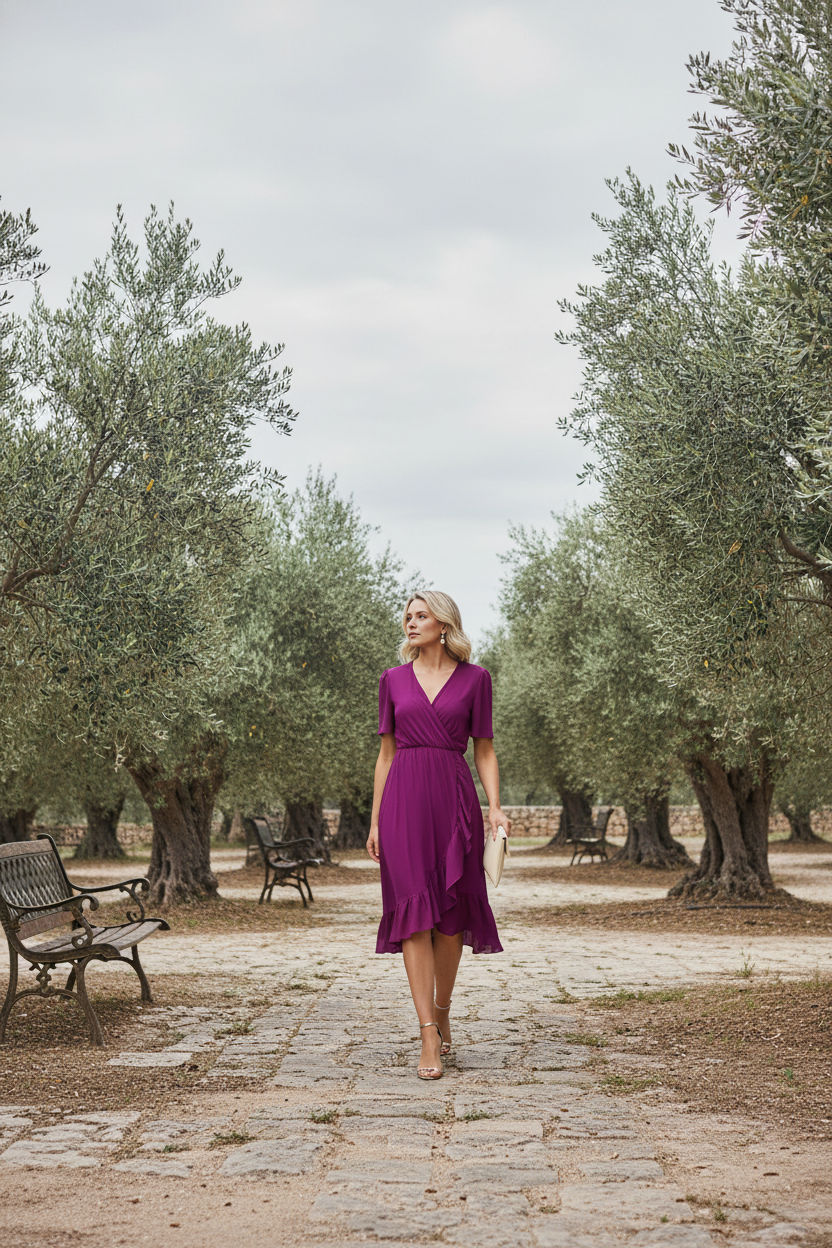 Sonya Ruffle Dress - Magenta