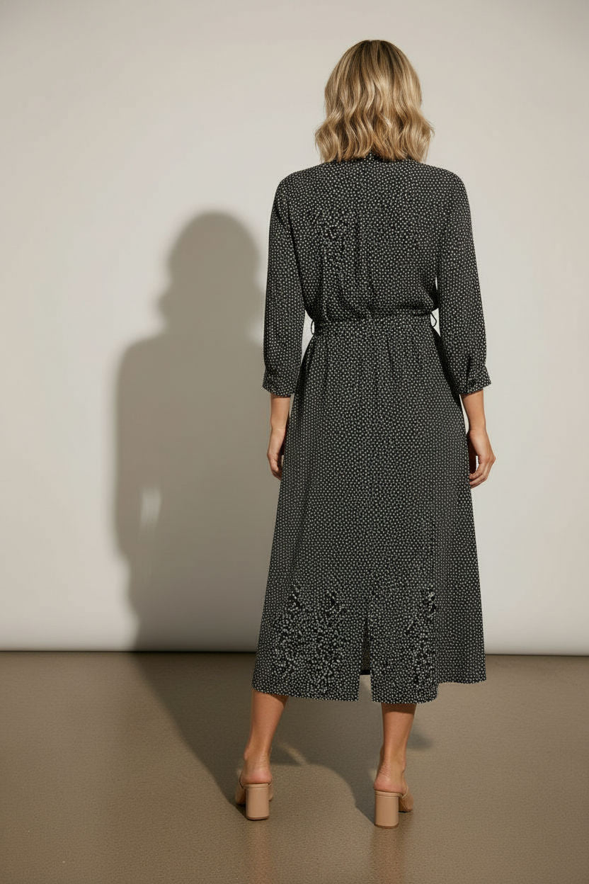 Una Dotty Shirt Dress - Black and White