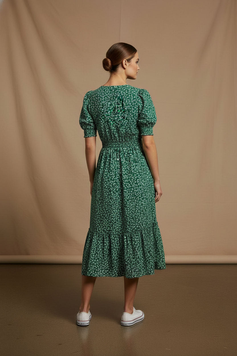 Lucy Floral Print Dress - Green
