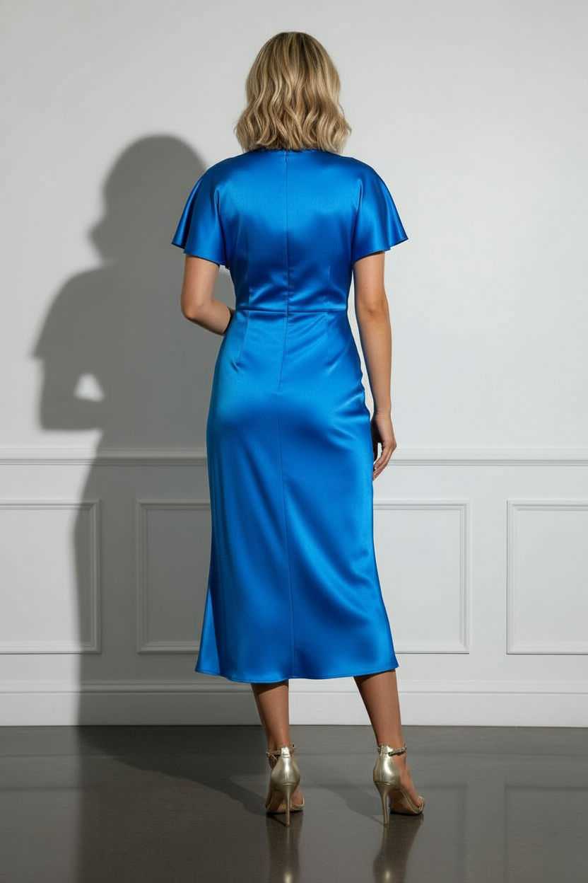 Lorna Satin Midi Dress - Royal Blue
