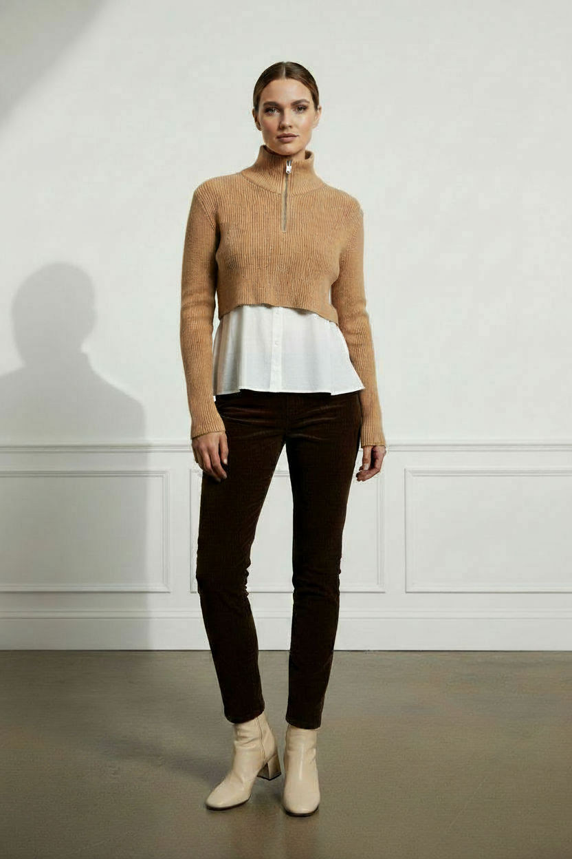 Tanya All In One Knit & Shirt -Beige