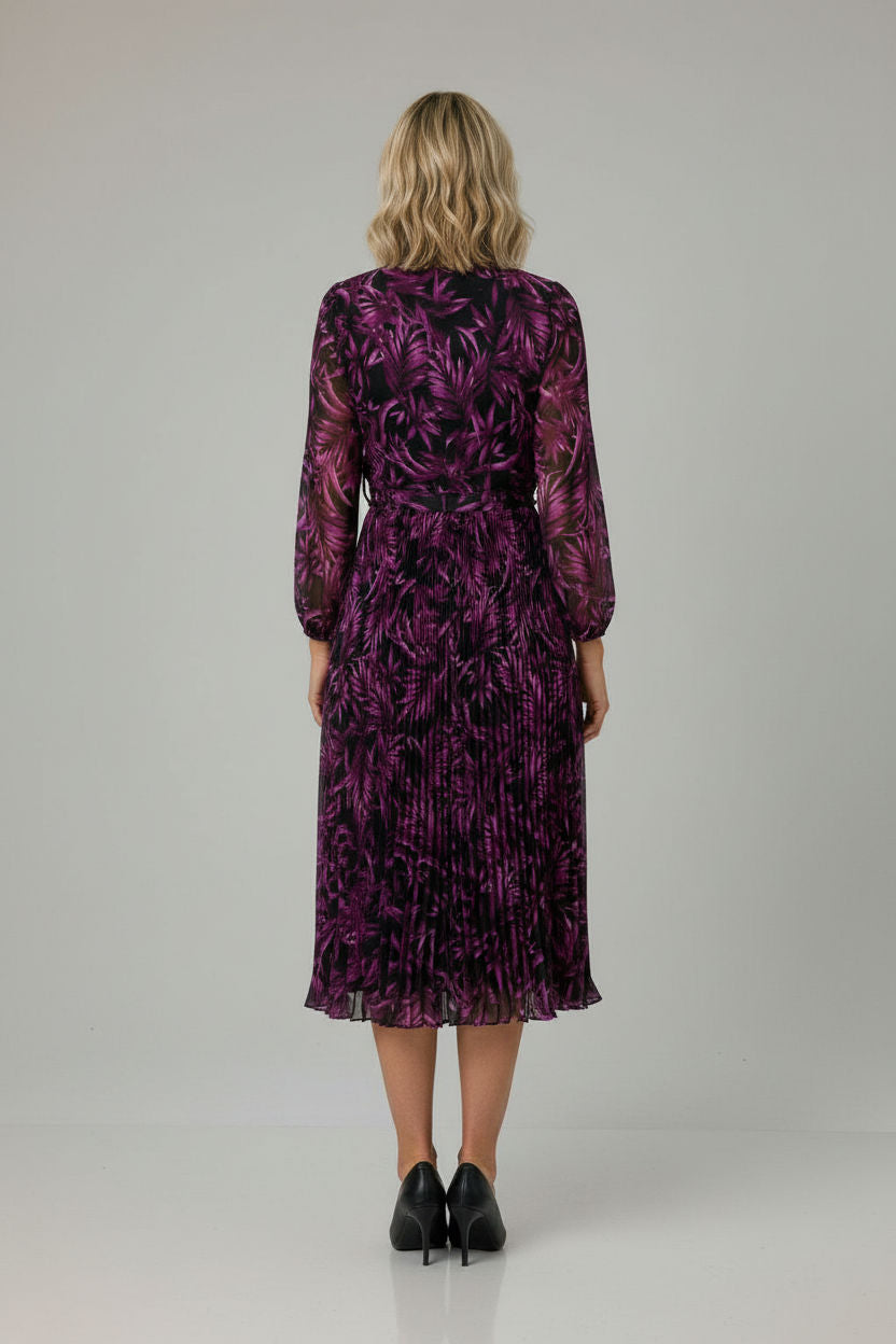 Judy Pleated Midi Dress - Purple