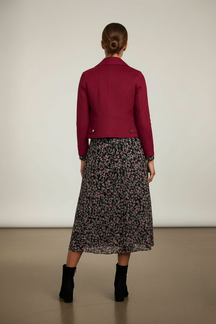 Vivi Light Crop Suede Jacket - Burgundy