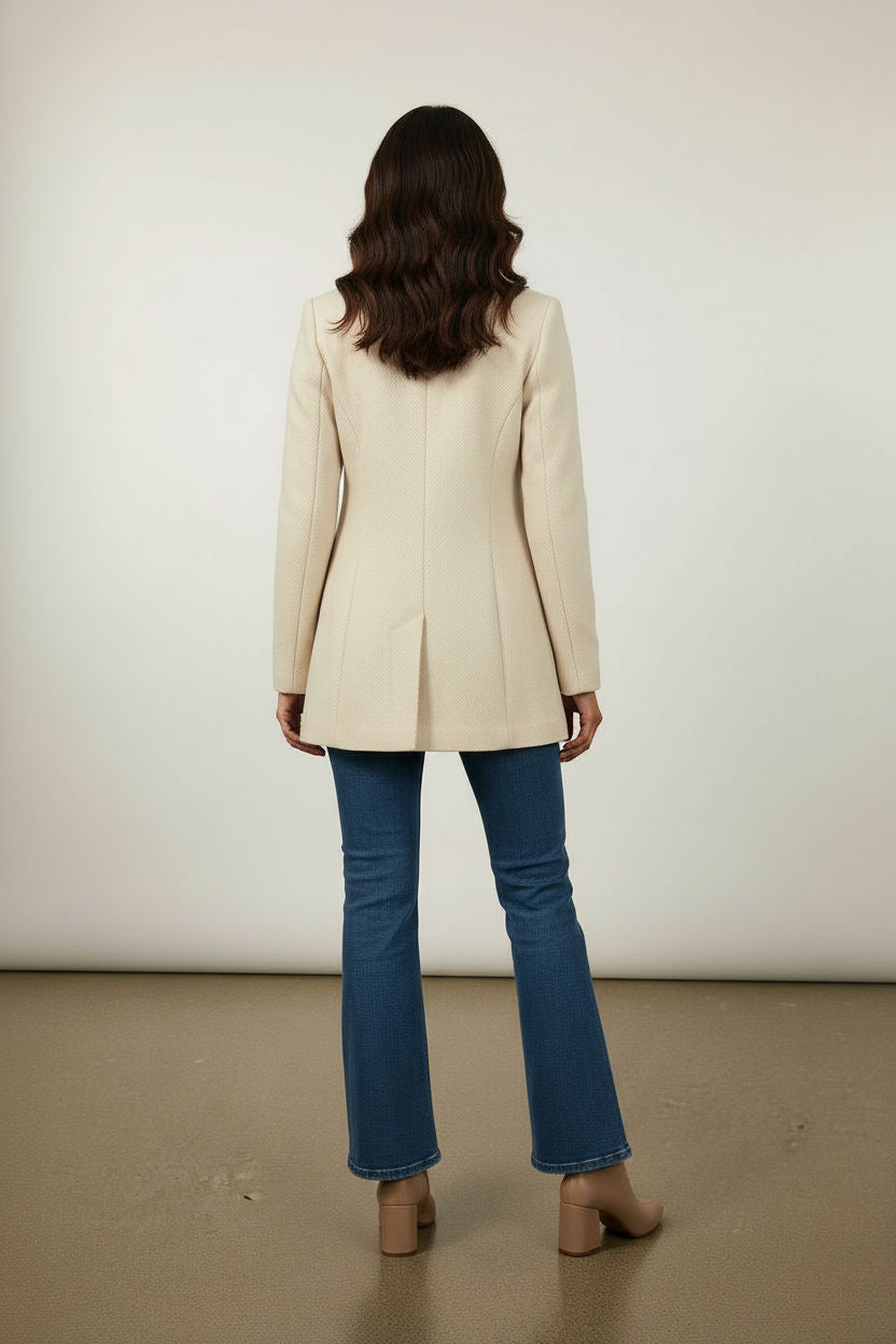 Ciara Button Down Coat - Cream