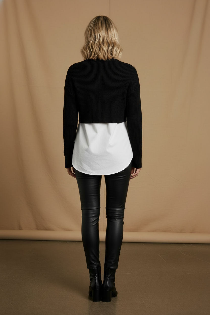 Tanya All In One Knit & Shirt - Black