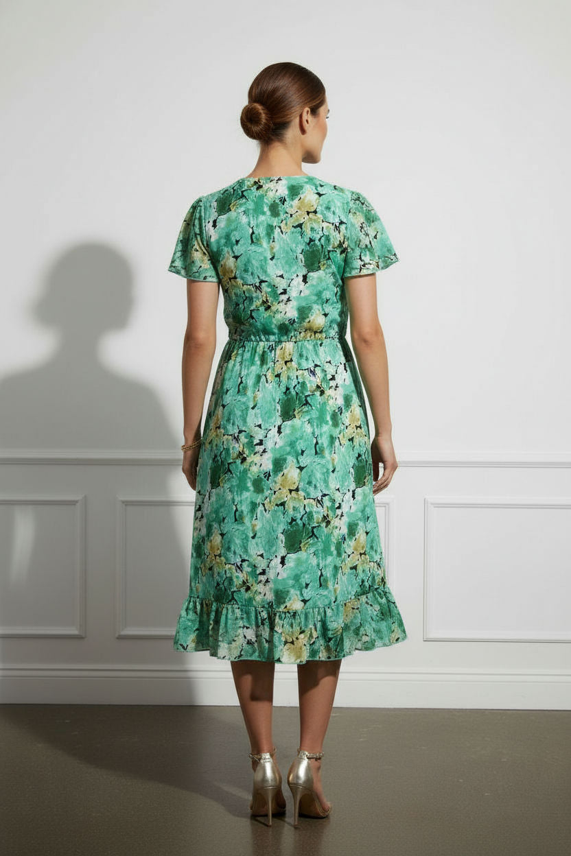 Anna Floral Wrap Dress - Green