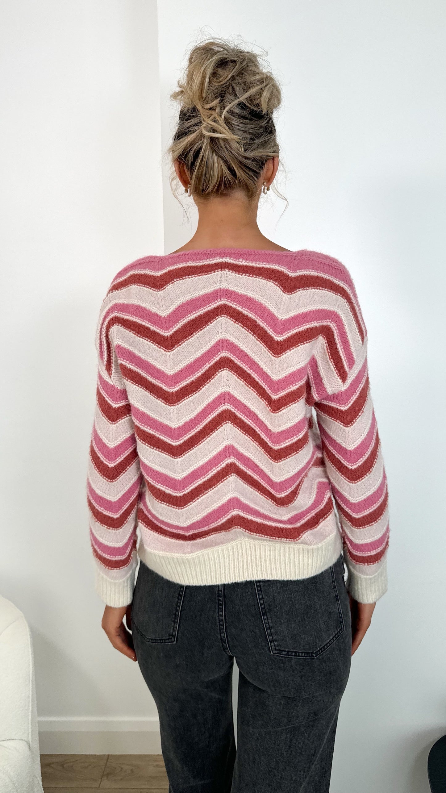 Kitty Striped Jumper - Pink