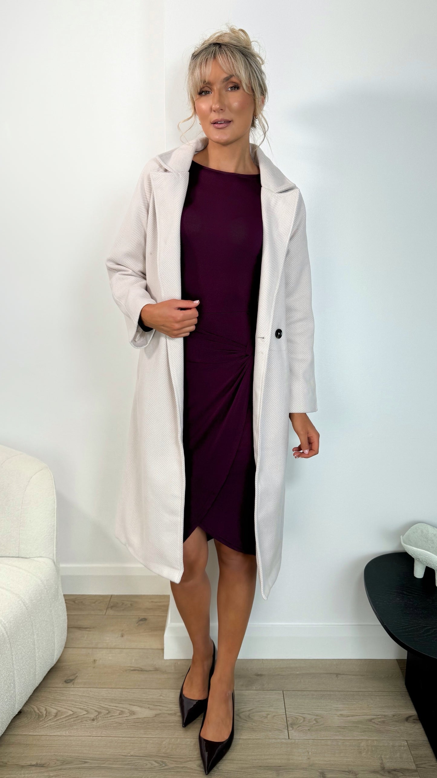 Rachel Belted Maxi Coat - Light Beige