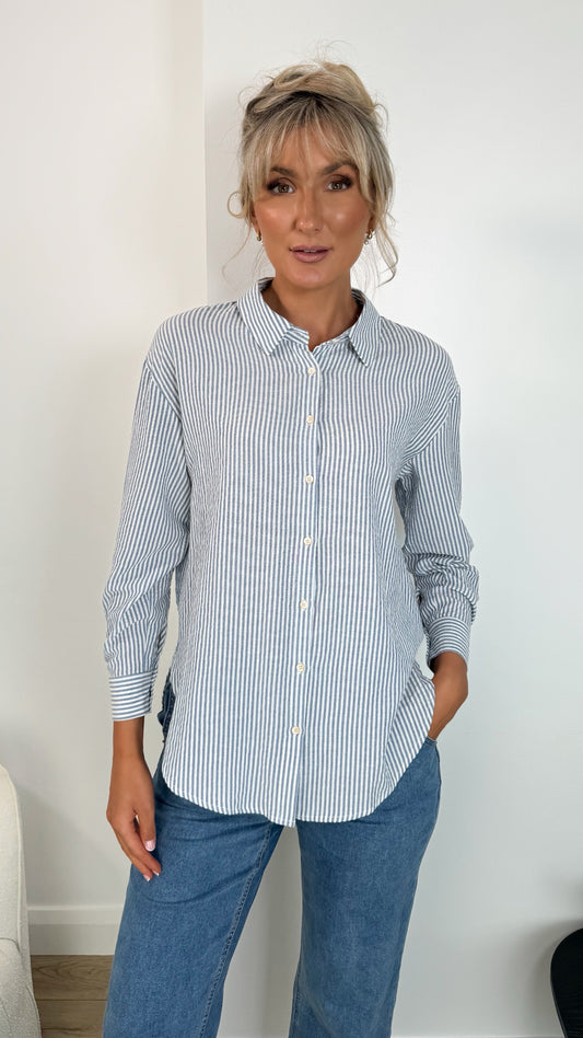 Lucy Striped Shirt - Blue and White