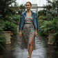 Joanne Floral Dress with Open Slit - Green
