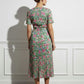 Joanne Floral Dress with Open Slit - Green