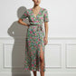 Joanne Floral Dress with Open Slit - Green