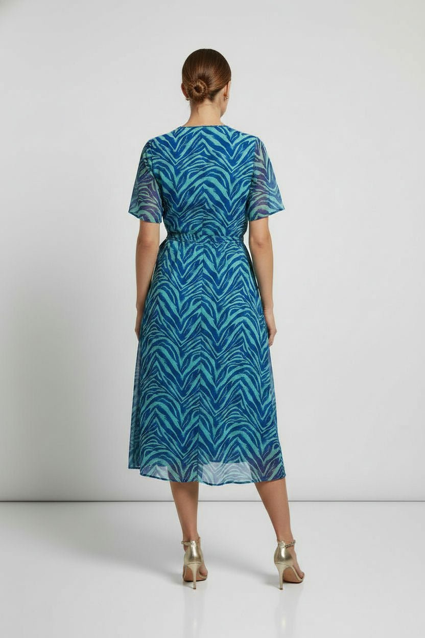 Wanda Printed Dress with Waist Bow
