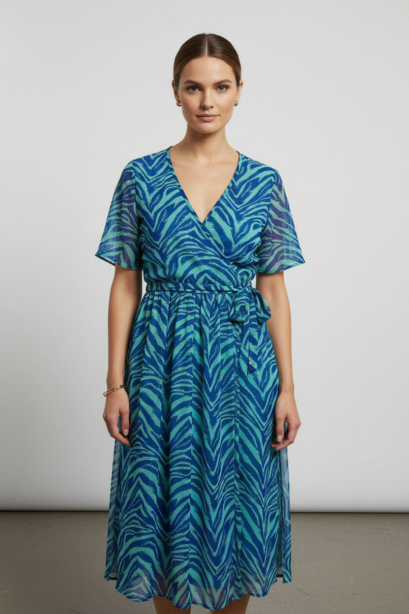 Wanda Printed Dress with Waist Bow