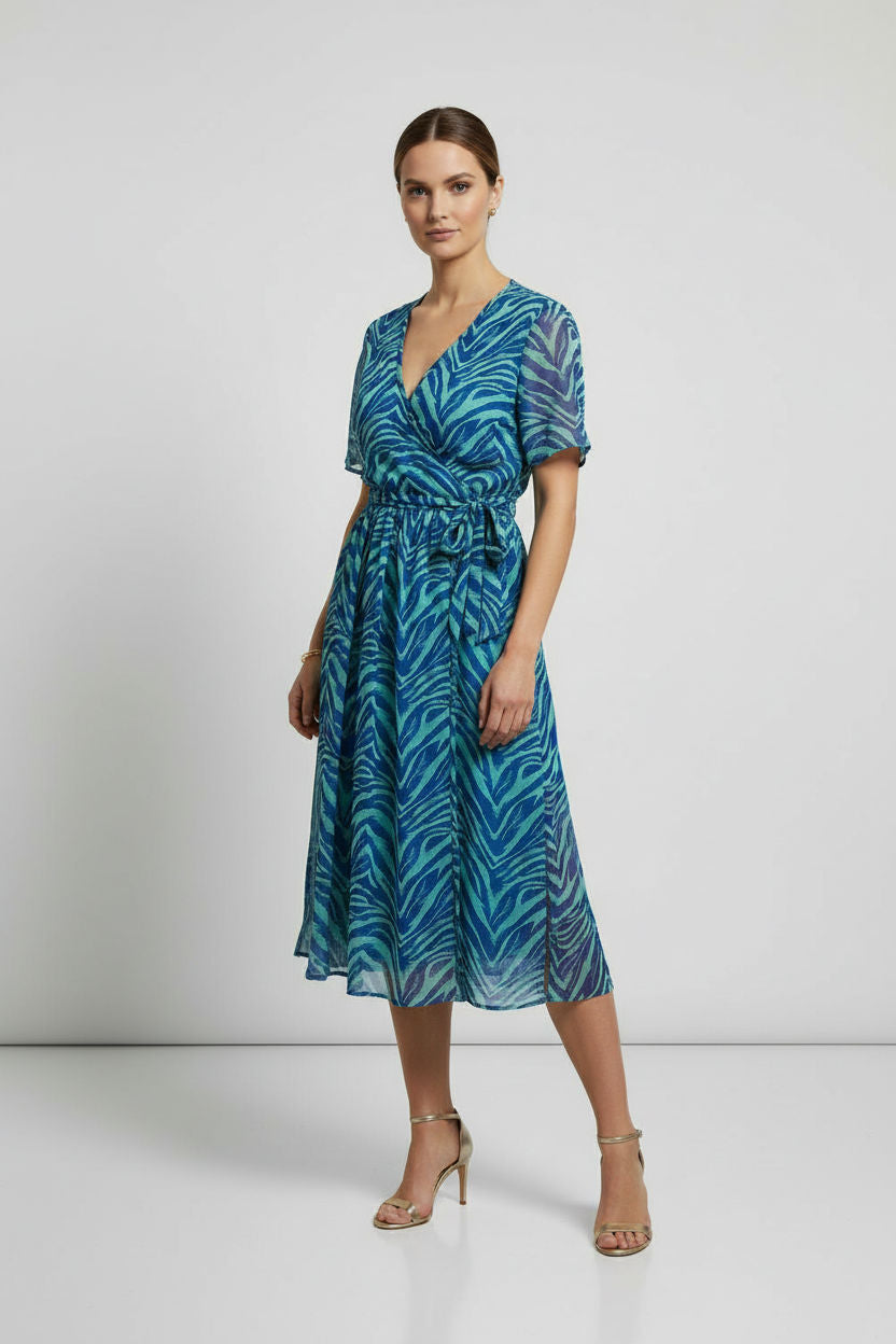 Wanda Printed Dress with Waist Bow