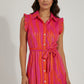Bia Maxi Striped Dress with Frill details - Fuchsia