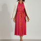 Bia Maxi Striped Dress with Frill details - Fuchsia
