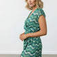 Taylor Printed Dress with Front Slit - Green