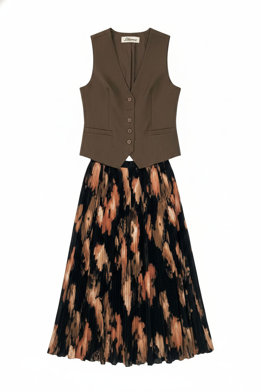 Sheels Printed Maxi Skirt - Brown