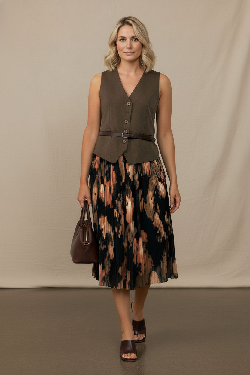 Sheels Printed Maxi Skirt - Brown