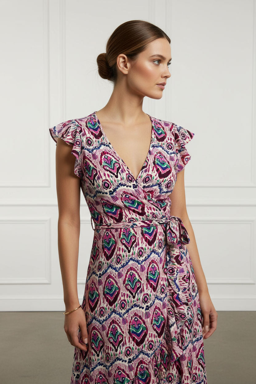 Diana Maxi Printed Dress with Frill Details