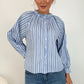 Pamela Striped Button Down Blouse - Blue