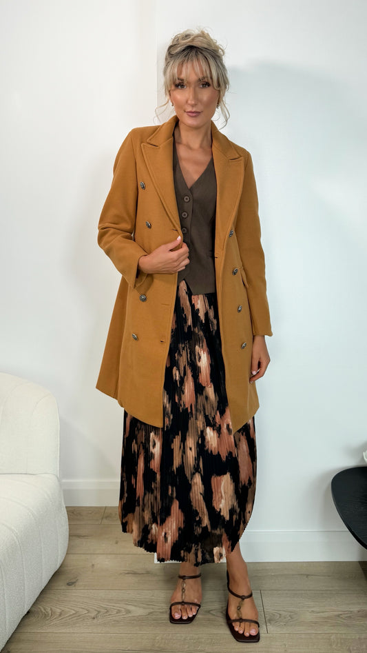 Nicole Button Down Coat - Camel
