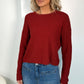 Rob Long Sleeved Pattern Knit Top - Red