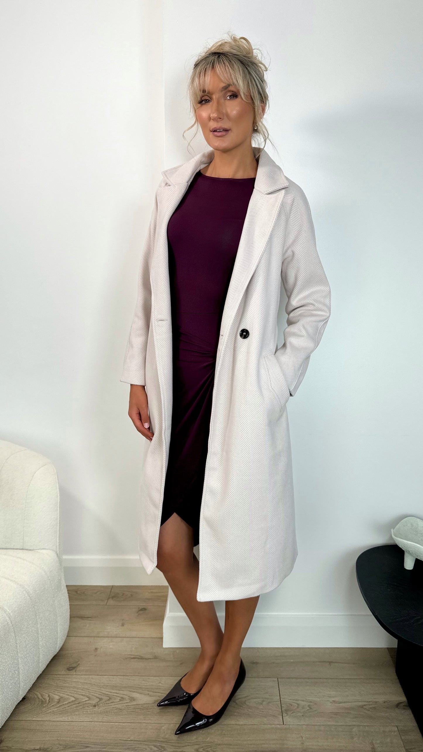 Rachel Belted Maxi Coat - Light Beige