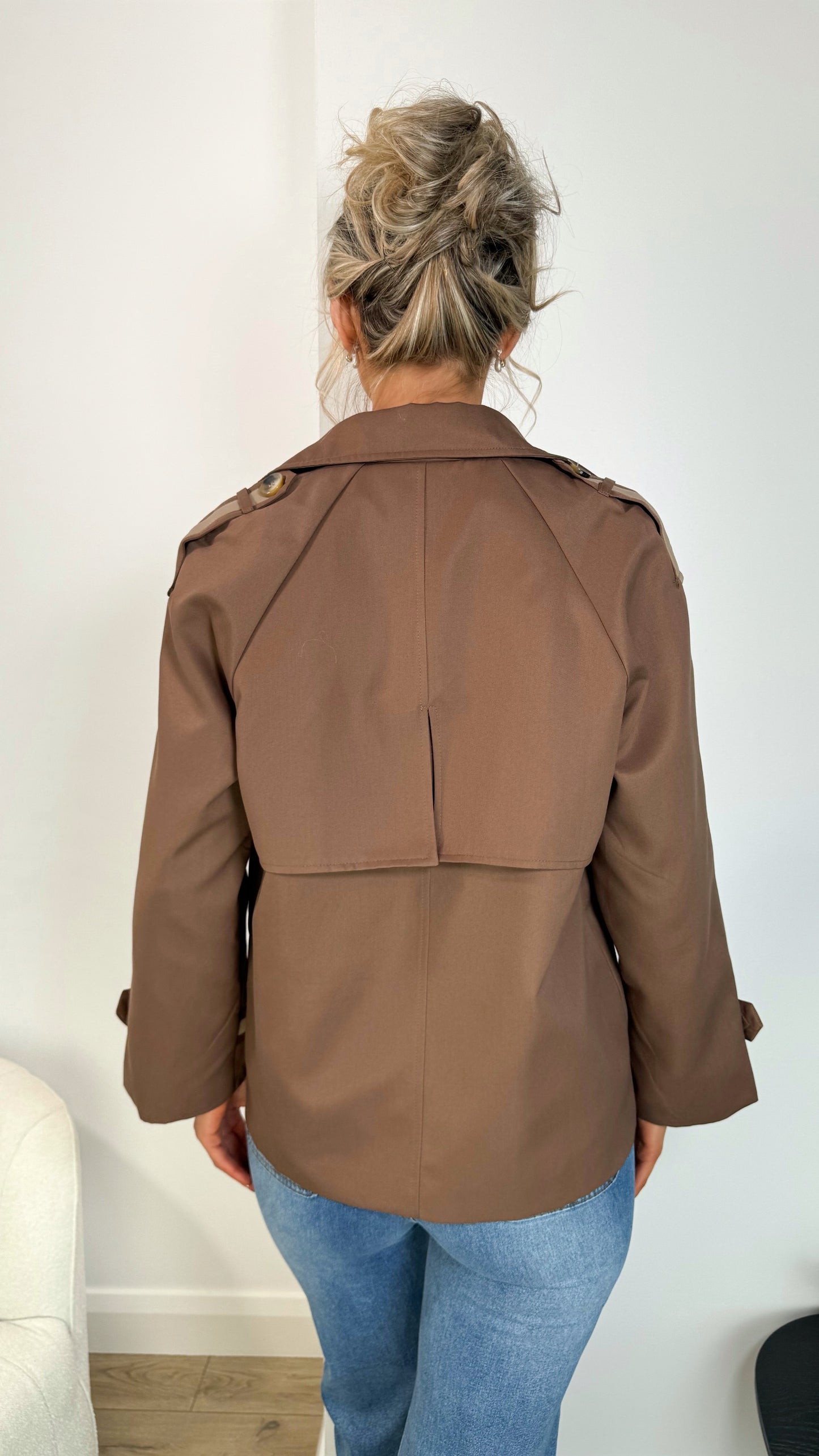 Ciara Button Down Midi Trench Coat - Brown