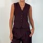 Ross Button Down Waistcoat - Burgundy