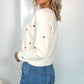 Sofia Heart Print Knit Top - White