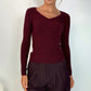 Anne Long Sleeved Pattern Top - Burgundy