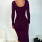 Aoife Long Sleeved Bodycon Dress - Burgundy