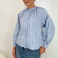 Pamela Striped Button Down Blouse - Blue