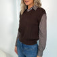 Nicole two-in-one vest and stripped shirt - Brown