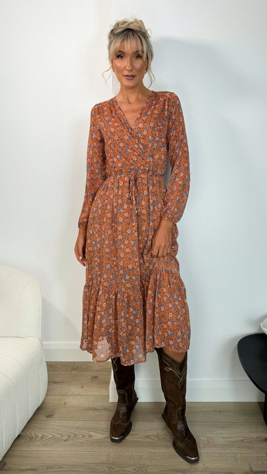 Nicole Floral Dress - Orange