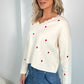 Sofia Heart Print Knit Top - White